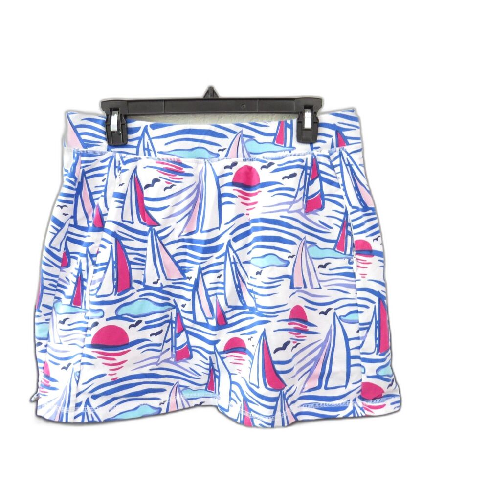 Talbots Nautical Sailboat Print Skort Activewear Golf LP EUC - Picture 4 of 7